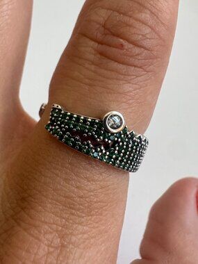 Green Crocodile Ring Chunky Adjustable Statement Jewelry Unique Design